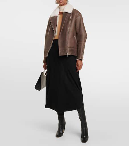 Blancha Shearling-trimmed leather jacket