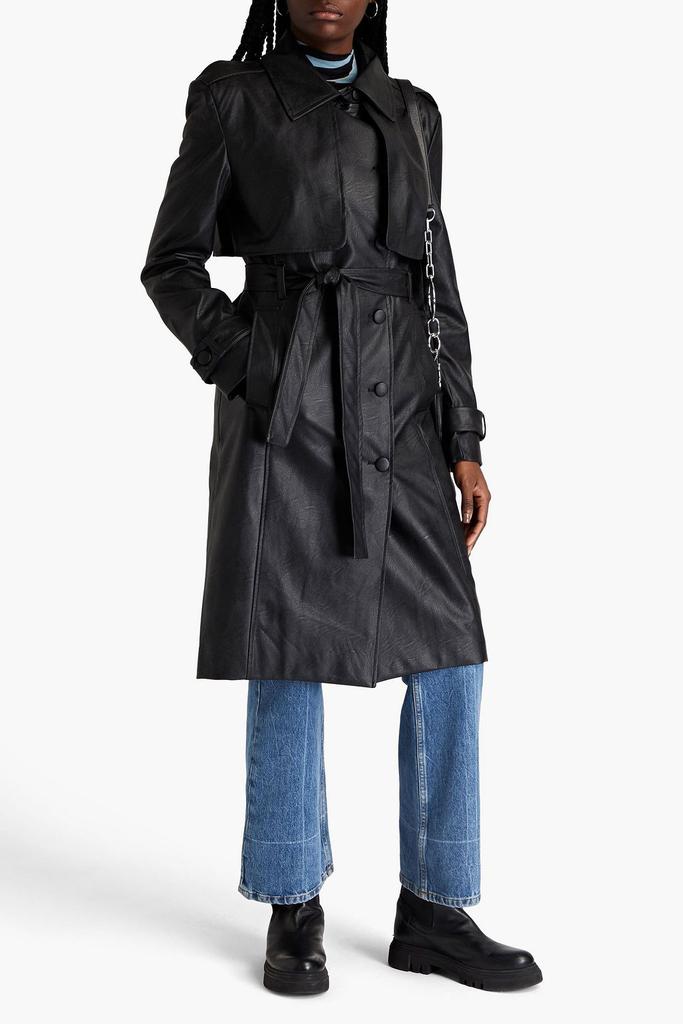 EACH X OTHER Belted faux leather trench coat