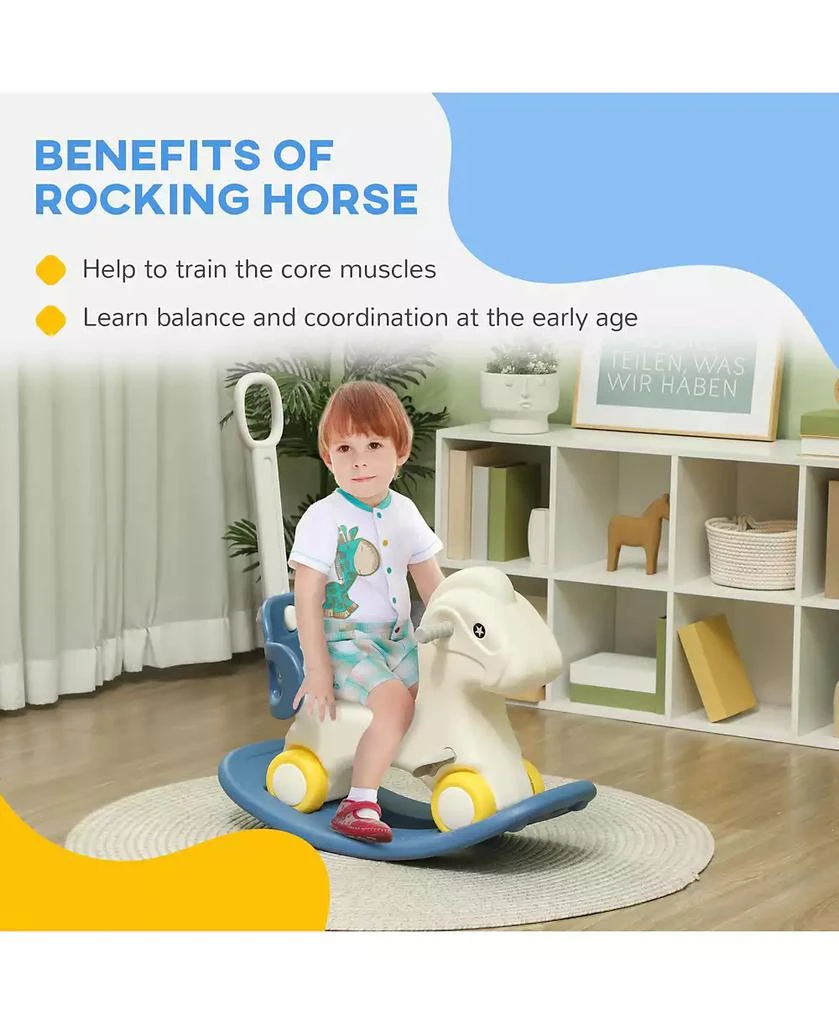 HONGGE 4 in 1 Toddler Rocking Horse with Push Handle and Balance Board 5