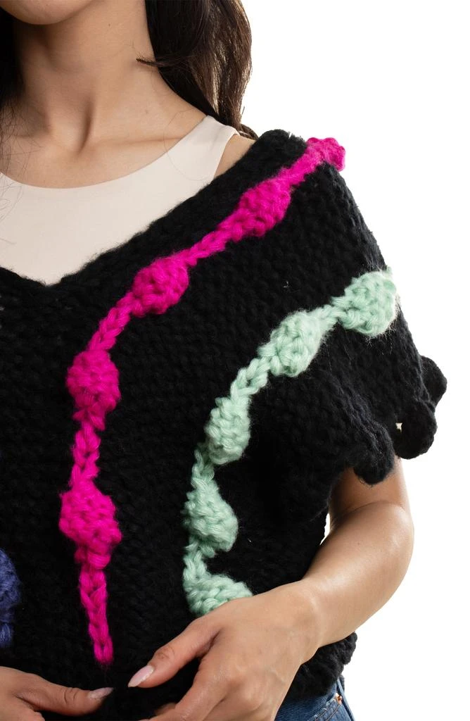 SAACHI V-Neck Colorful Chunky Knit Sweater 3