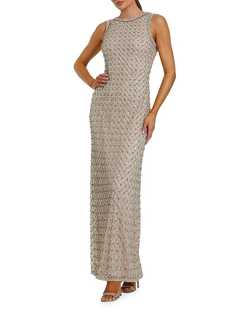 Mac Duggal Evening Sequined Mesh Column Gown