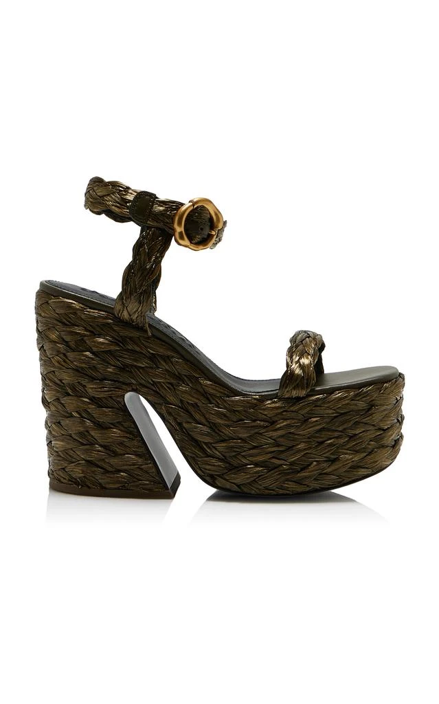 Cult Gaia Cult Gaia - Daelan Raffia Platform Sandals - Metallic - IT 39 - Moda Operandi 1