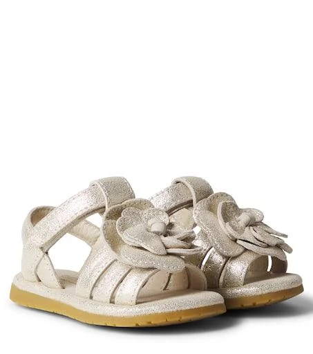 Donsje Baby Jiles floral-appliqué metallic leather sandals
