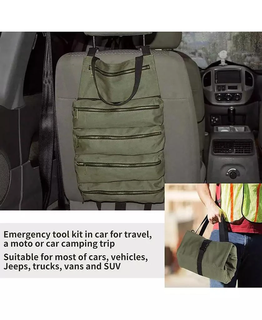 XDOVET Tool Bag Roll Up,Heavt Duty Tool Organizer Portable Tool Storage Bags Waterproof Oxford Cloth-Zipper Pouch for Men Mechanic, Electricians, Repairman 4