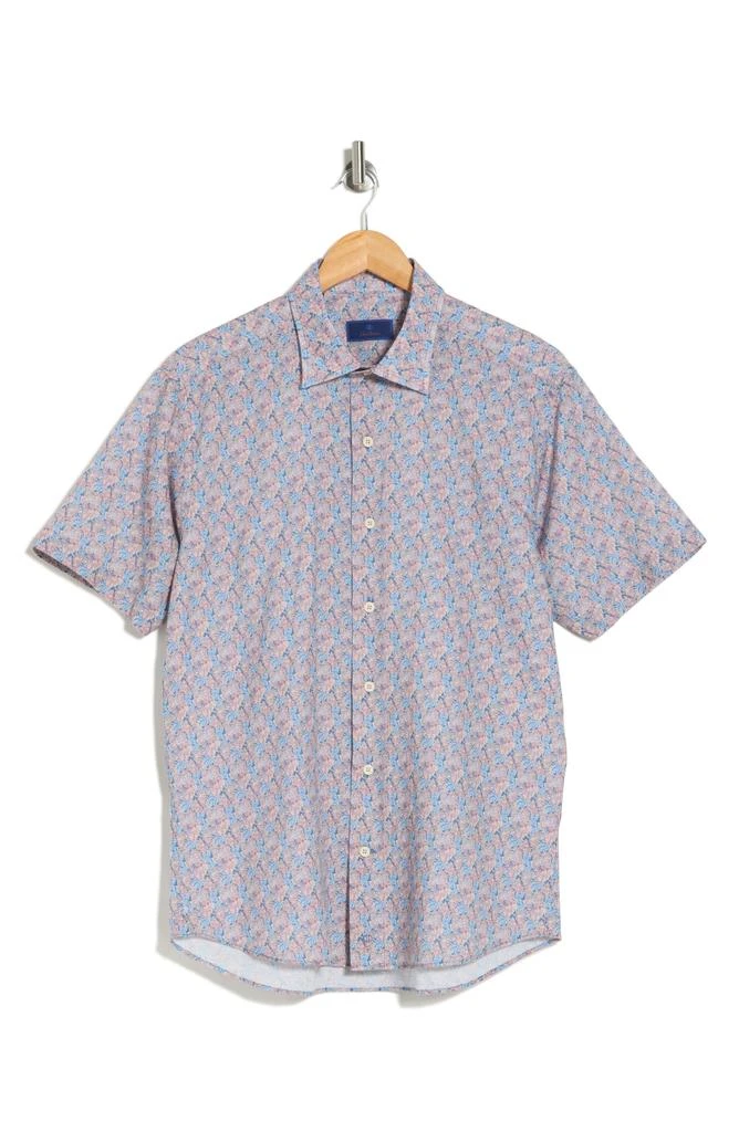 David Donahue Floral Casual Short Sleeve Cotton Button-Up Shirt 3