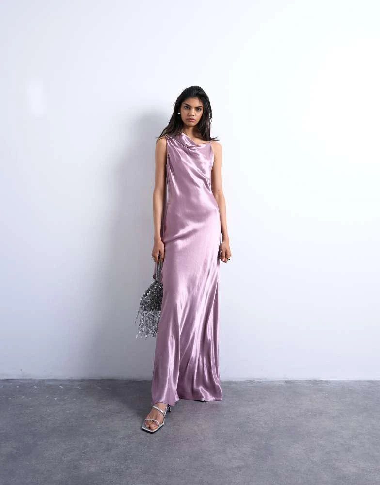 knee length dresses for ladies Topshop Brushed Rib Roll Neck Midi Dress In Grey main image 0
