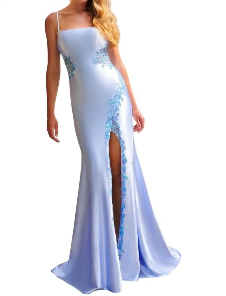 Faviana Faviana - Leg Slit Stretch Satin Gown 3