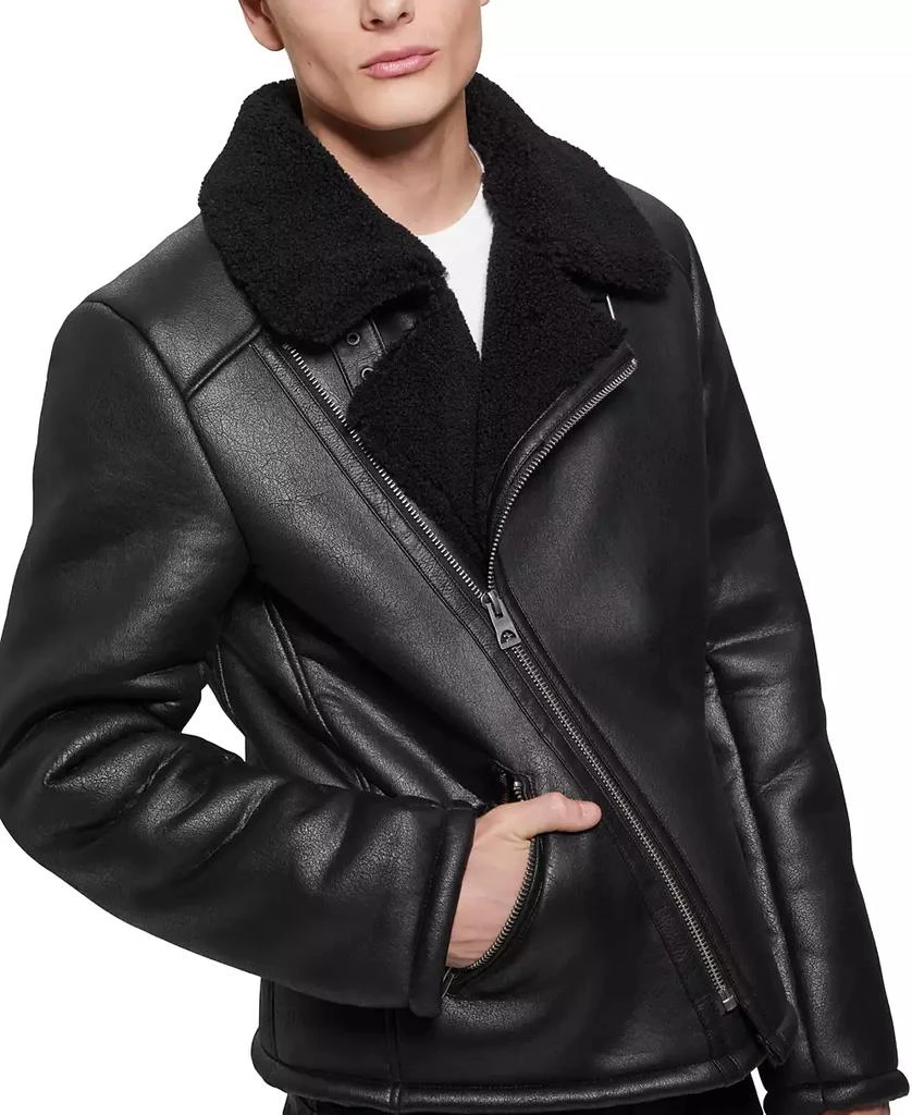 GUESS Men's Toni Asymmetrical Faux Leather Jacket 4