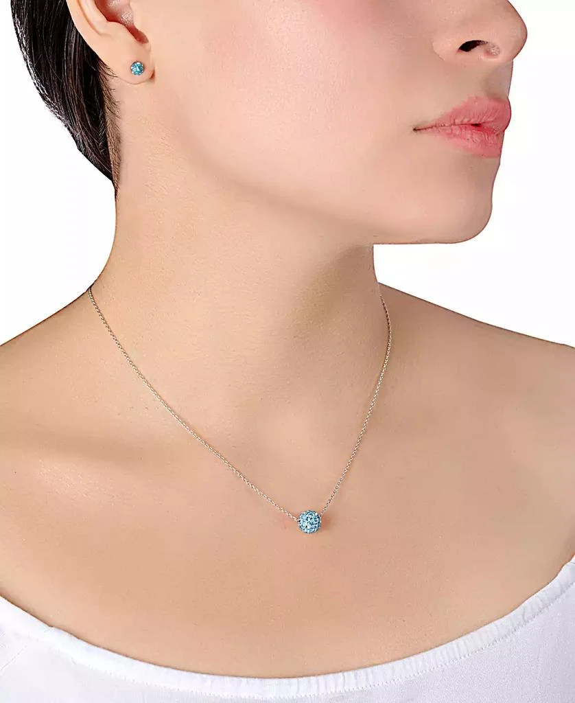 Giani Bernini Gianni Bernini 2-Piece Clear Crystal Pave Ball Stud Necklace Set (1.2 ct. t.w.) in Sterling Silver 2