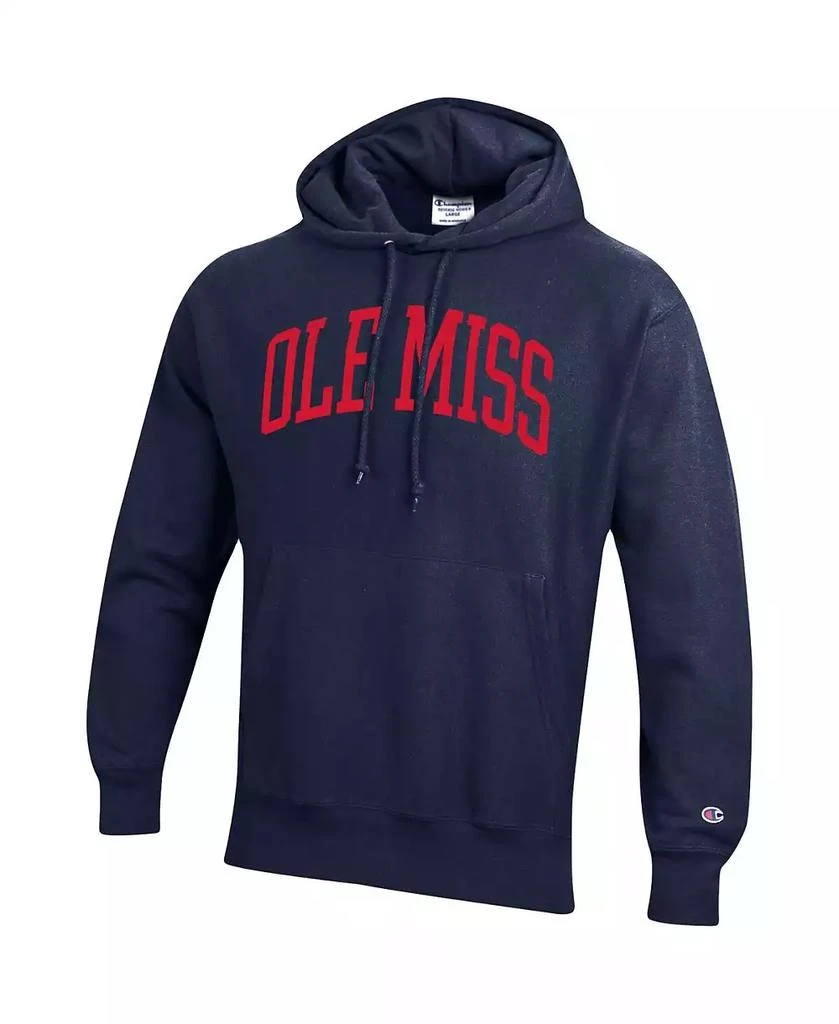 CHAMPION Men's Navy Ole Miss Rebels Team Arch Reverse Weave Pullover Hoodie 3