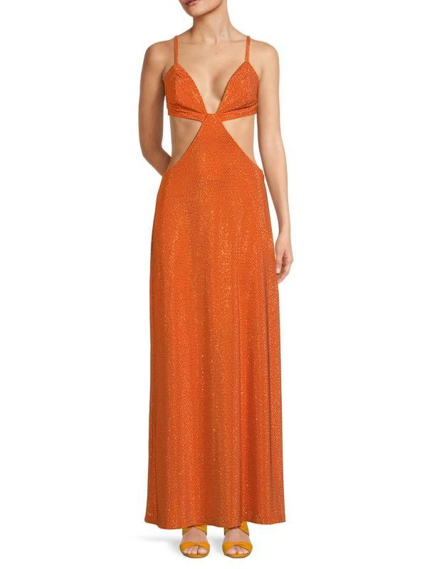 Cult Gaia Dari Metallic Cutout Column Gown 1