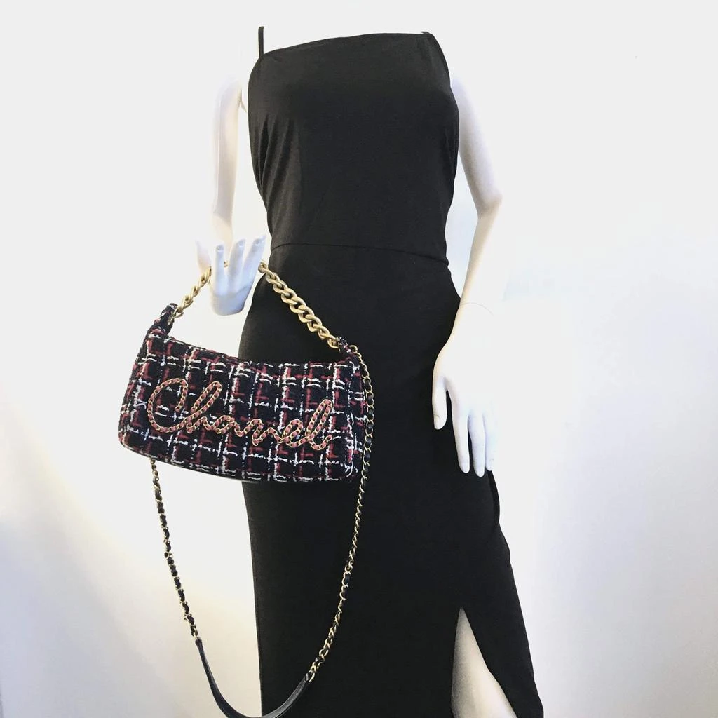 Chanel Chanel Red Black Tweed Calfskin Signe Bowling Bag 15
