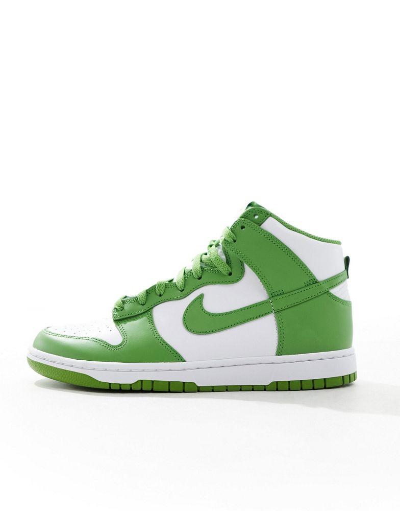 Nike Nike Dunk Hi Retro trainers in white and green