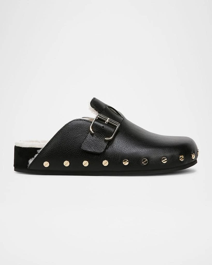 VERONICA BEARD Fern Leather Shearling Rivets Clogs 1