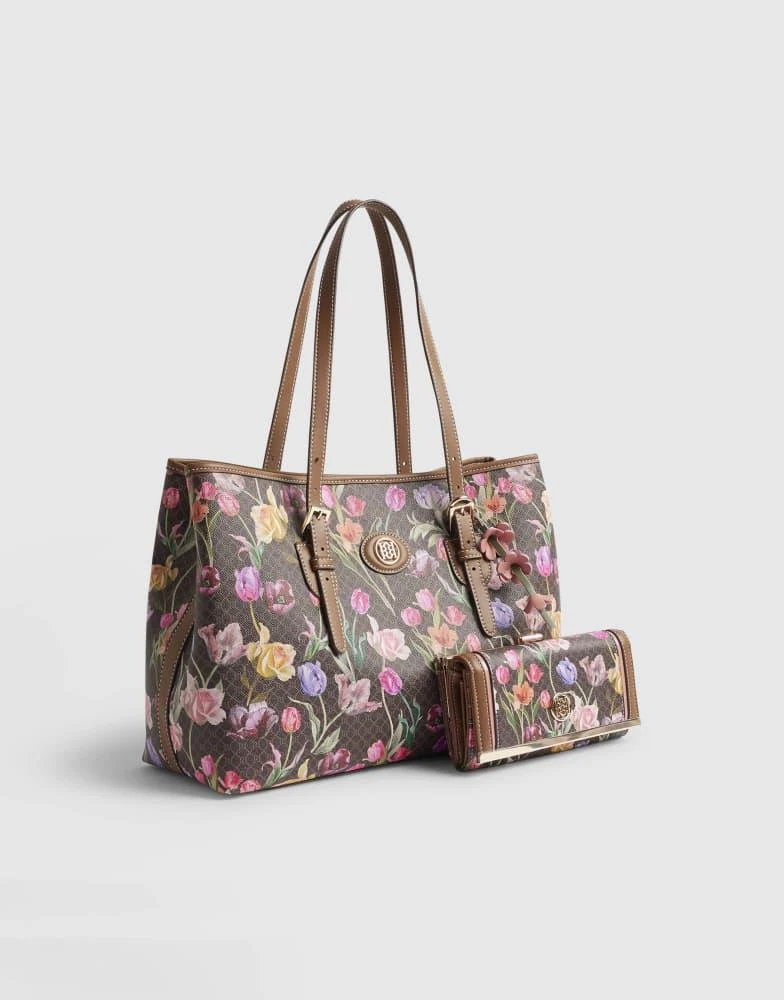 River Island River Island Monogram floral wallet and shopper bag in brown - dark 2