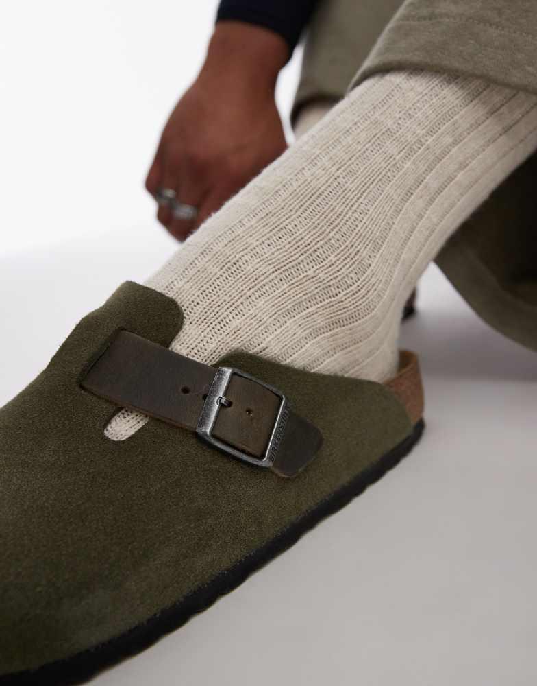 Birkenstock Birkenstock Boston clogs in thyme green suede