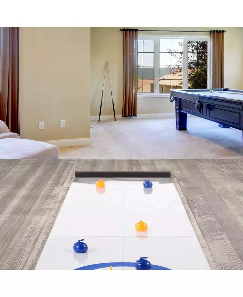 Trademark Global Hey Play Tabletop Curling Game - Portable Indoor Desktop Roll Up Magnetic Competition Board Game With Eight Stones 6