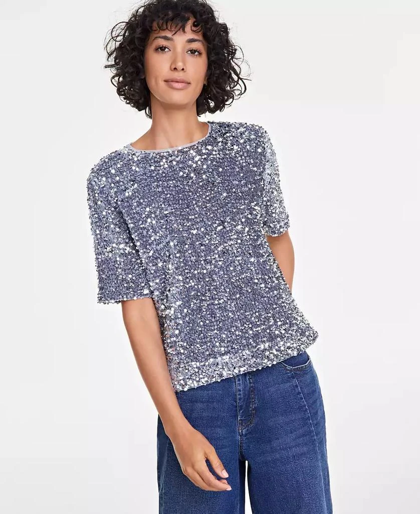 On 34th Trendy Plus Size Sequined Velvet Top, Exclusively at Macy's 1
