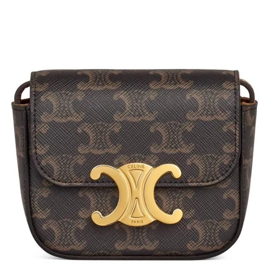 Celine Triomphe Canvas and Calfskin Mini Claude Bag