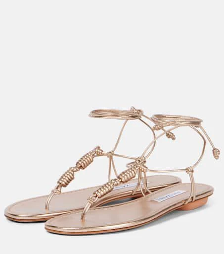 Aquazzura Oaxaca metallic leather thong sandals 4