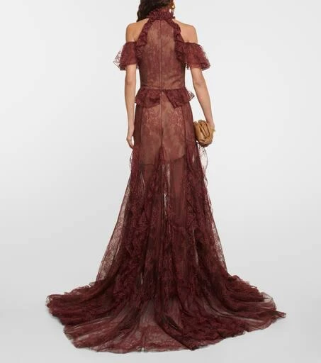 Costarellos Morgana ruffled lace maxi gown 3