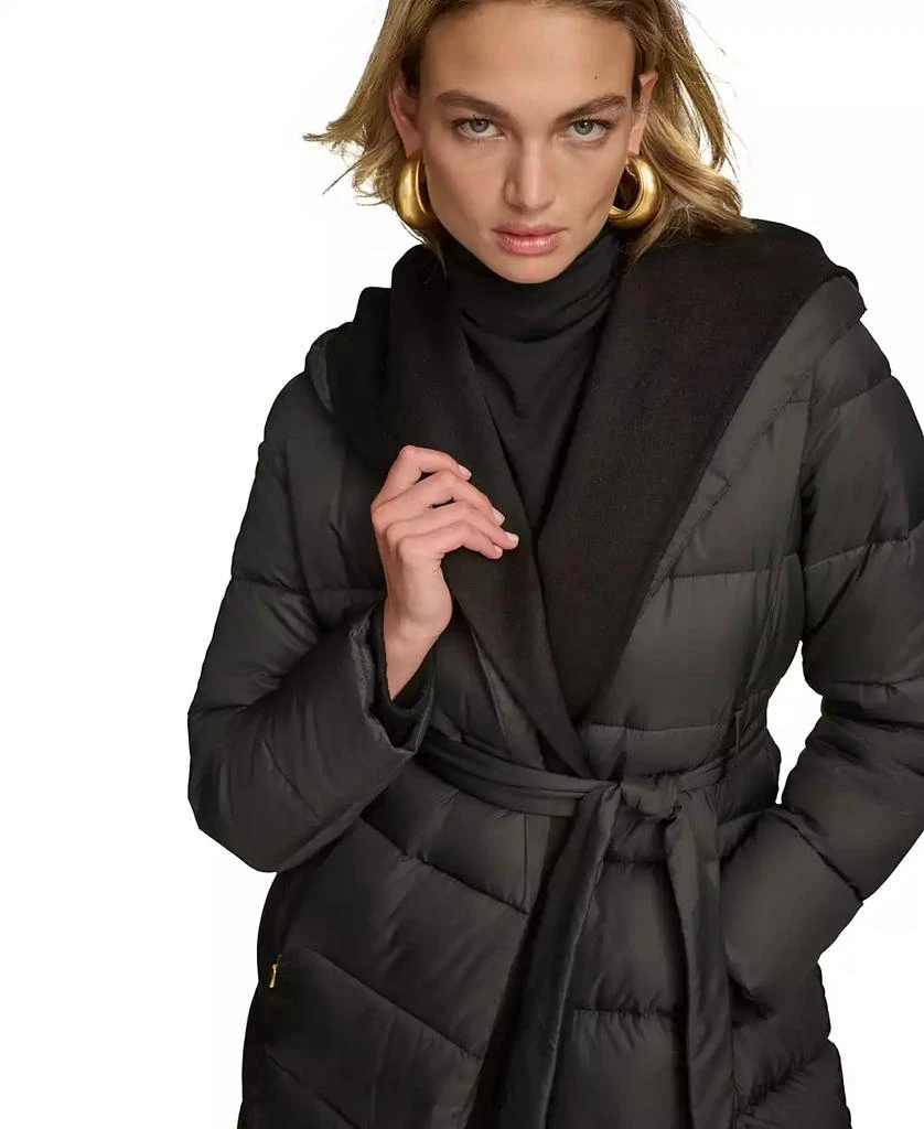 Donna Karan Women's Belted Hooded Puffer Coat 4