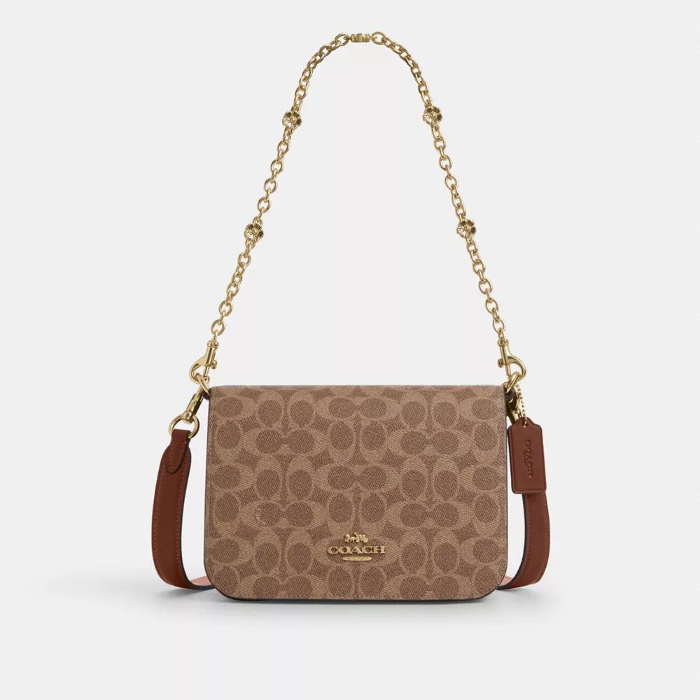 Coach Quinn Bag In Signature Canvas With Floral Chain