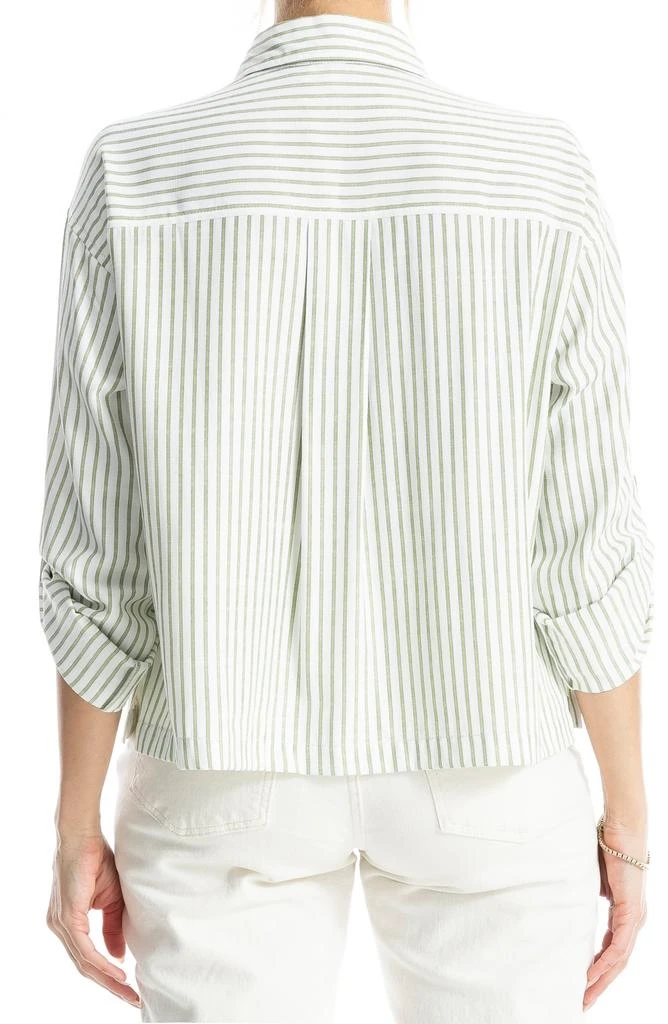 Max Studio Grid Print Roll Sleeve Popover Shirt 2