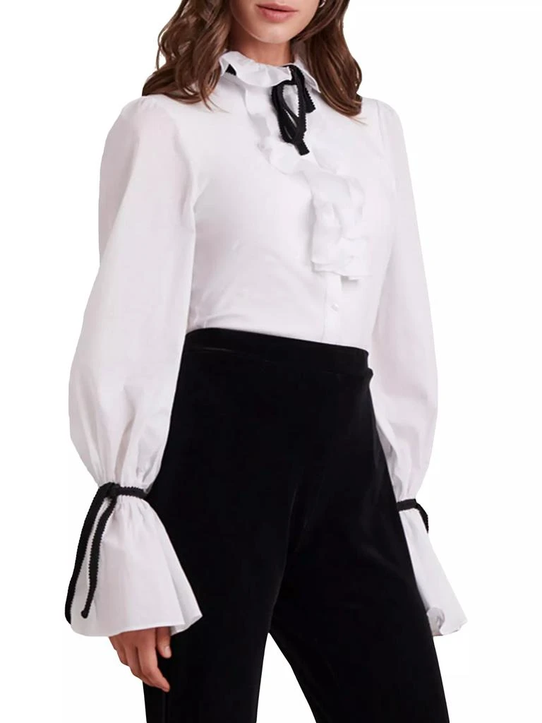 Anne Fontaine Reine Ribbon-Trimmed Cotton Jersey Shirt 5
