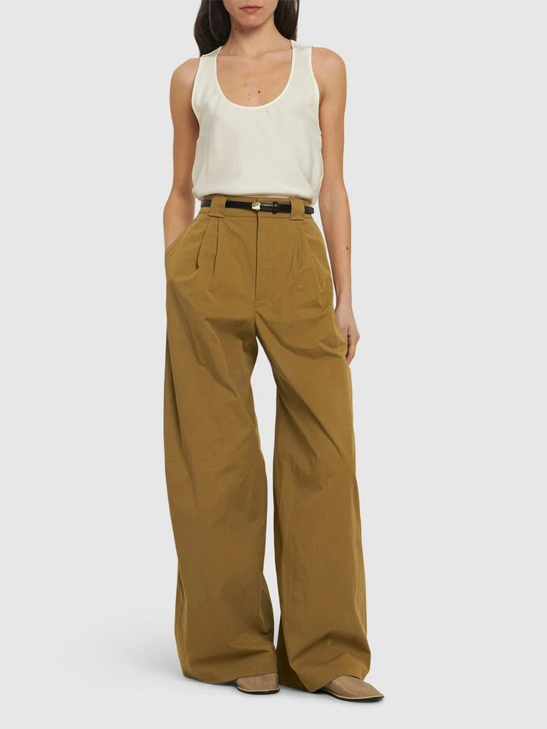 LEMAIRE Wide Leg Pleated Cotton Pants 1