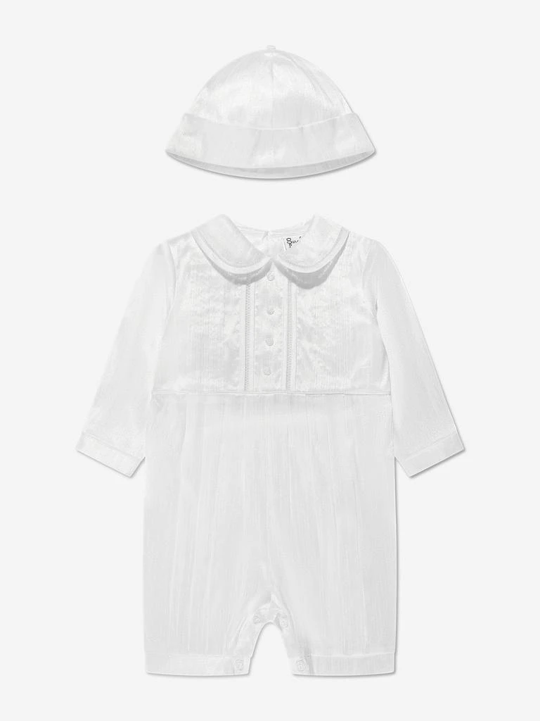 Sarah Louise Sarah Louise Baby Boys Romper And Hat in White 1