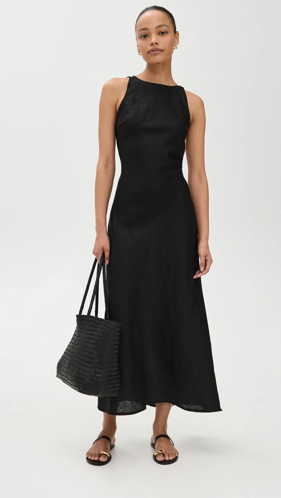knee length dresses for ladies Tallin Black Linen Maxi Dress | Black Linen Long Maxi Dress