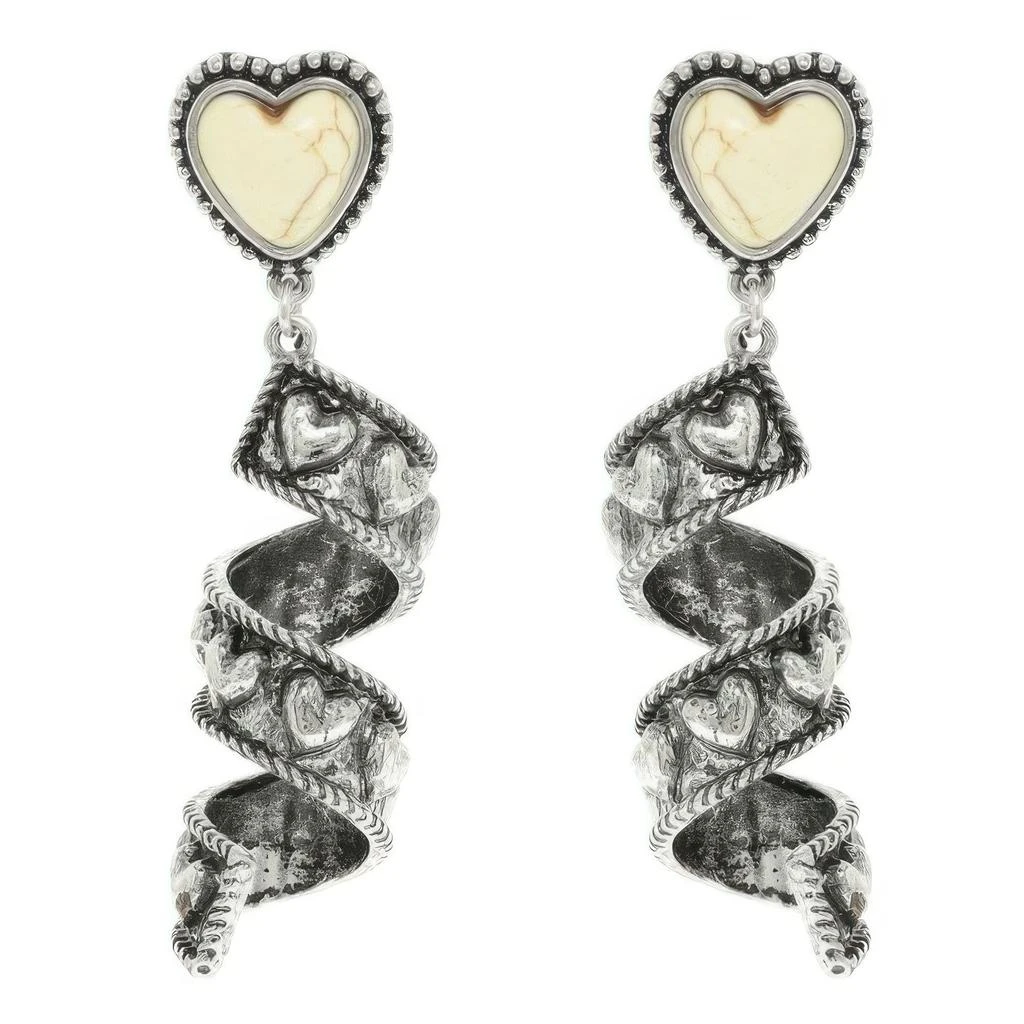 TRUEDAMES Western Turquoise Heart Spiral Earrings