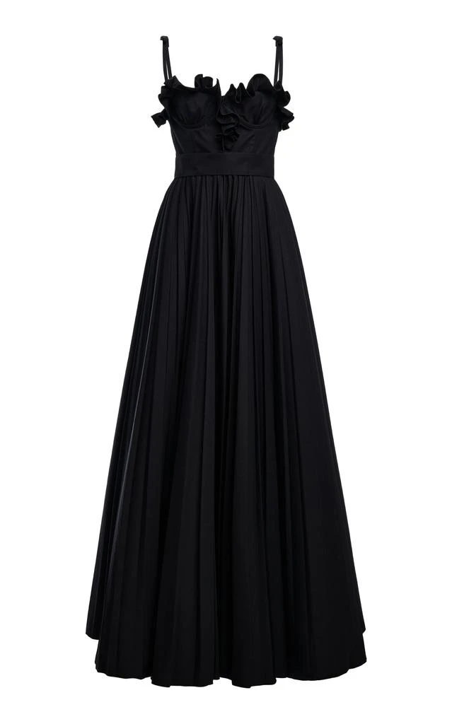 green emerald velvet dress Giambattista Valli Draped-Shoulder Maxi Dress