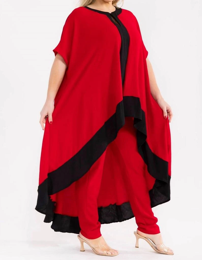 Karen T Design Hilo Monochrome Tunic And Pants Set In Red/black
