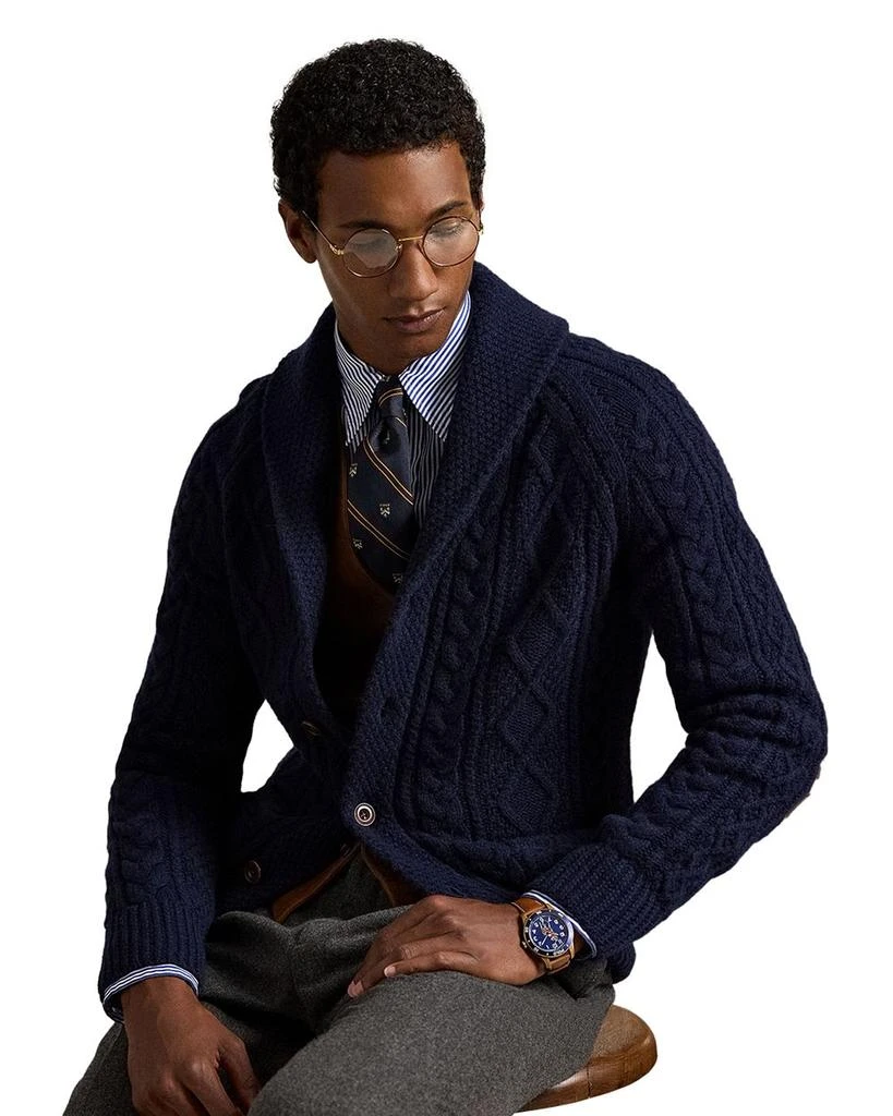 Ralph Lauren Suede Patch Wool Alpaca Cardigan 1