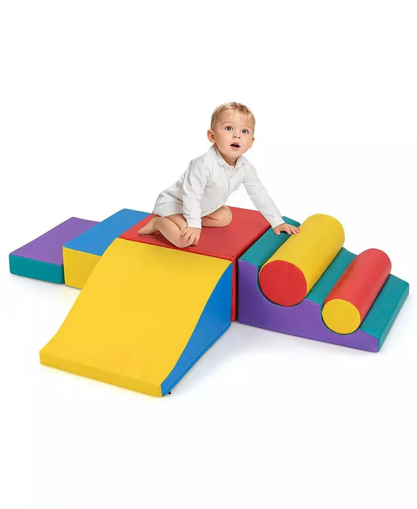 HONGGE 7-Piece Soft Foam Climbing Blocks Playset for Babies and Toddlers