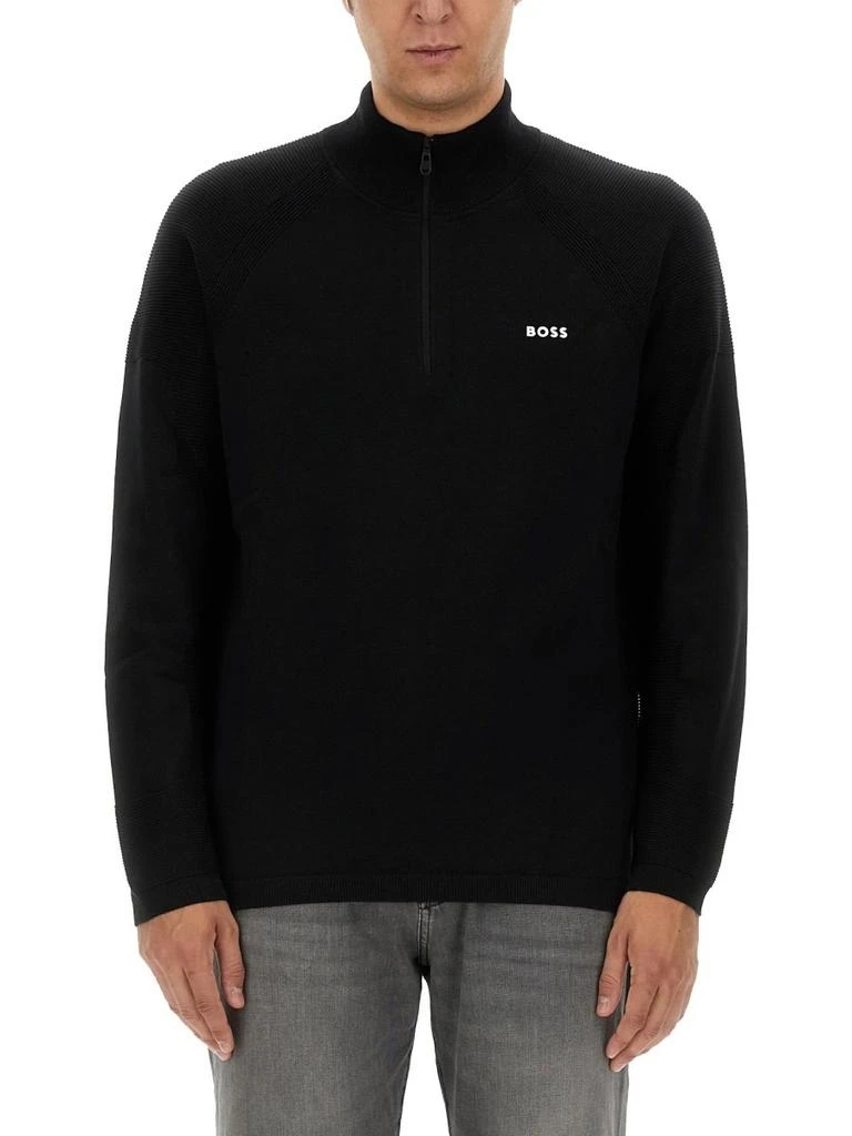 Hugo Boss Boss Hugo Boss Logo Detailed Zip-Neck Jumper 1