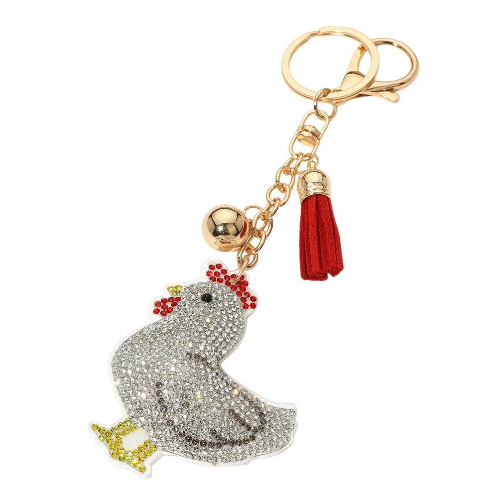 FASHNZFAB Bling Studded Chicken Keychain / Bag Charm 2