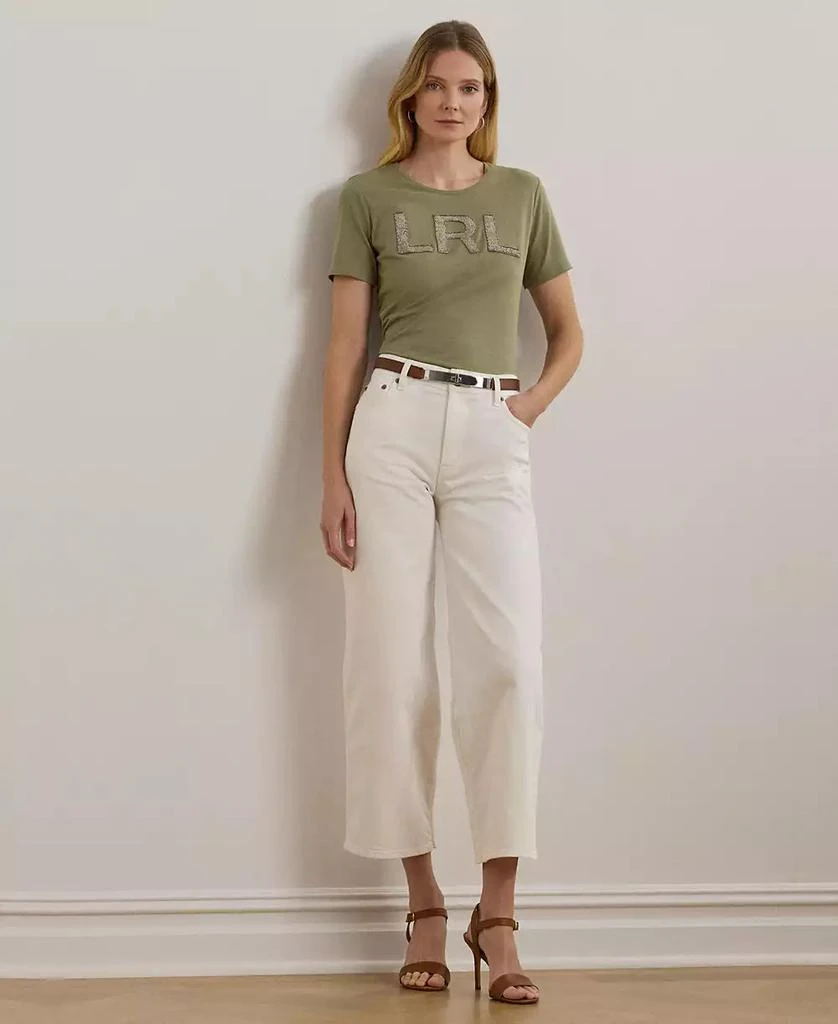 Ralph Lauren Women's Beaded-Logo Cotton Jersey Tee 4