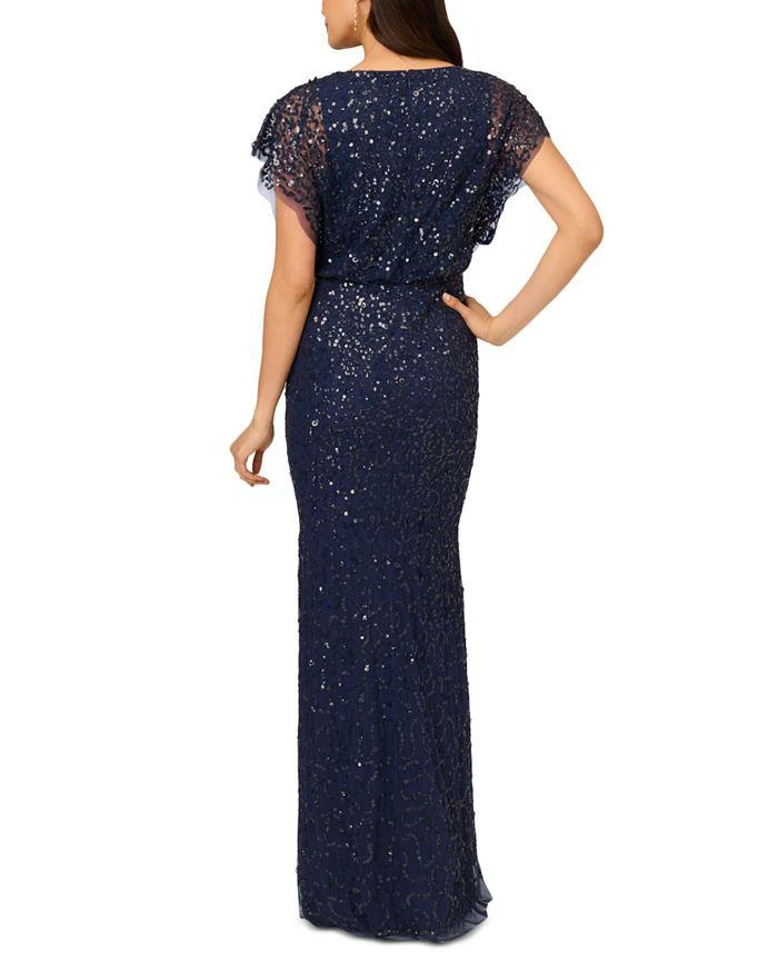 Adrianna Papell Beaded Mesh Mermaid Long Dress 6