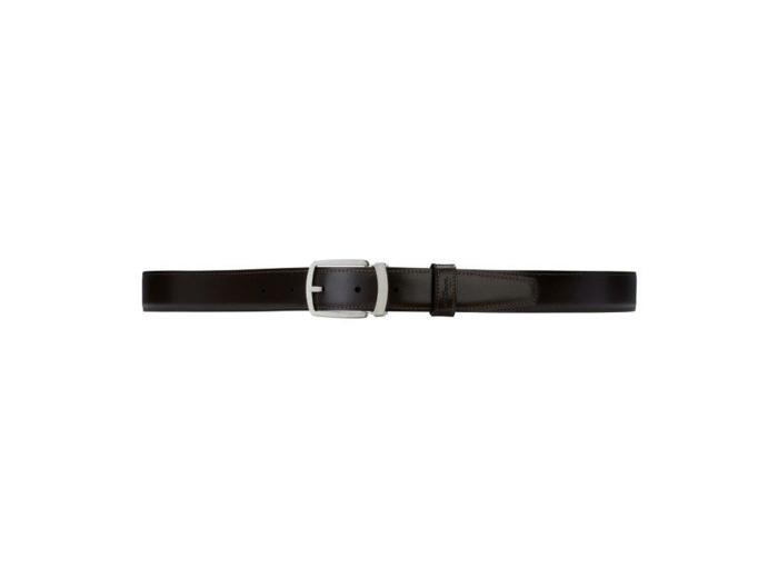 S.T. Dupont Ceinture noire boucle guilloché en palladium