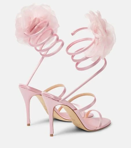 Magda Butrym Floral-appliqué satin sandals 3