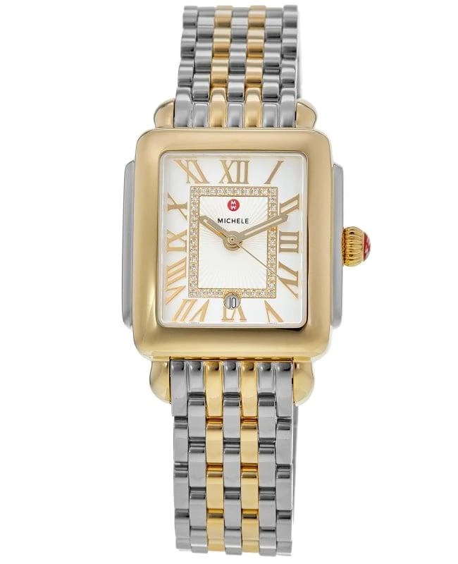 Michele Michele Deco Madison Silver Diamond Dial Two Tone Bracelet Women's Watch MWW06G000013 1