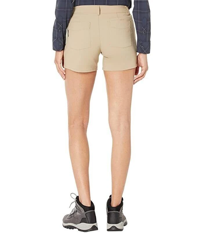 Flylow Life Shorts Women's 10 Beige Stretch Flat Front 4" Inseam Zip Fly JDM039 2