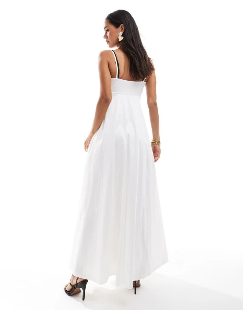 Abercrombie & Fitch Abercrombie & Fitch dipped waist lace maxi dress in white 4