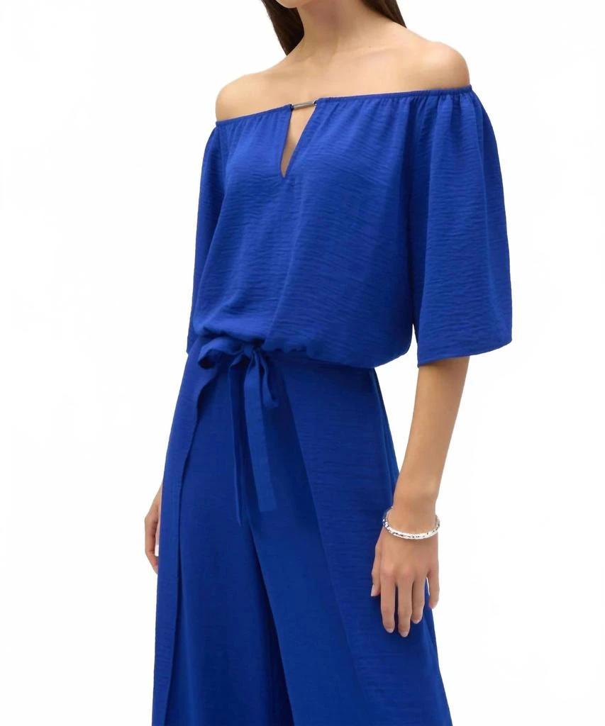 JOSEPH RIBKOFF Off-Shoulder Belted Wide Leg Jumpsuit In Royal Sapphire 3