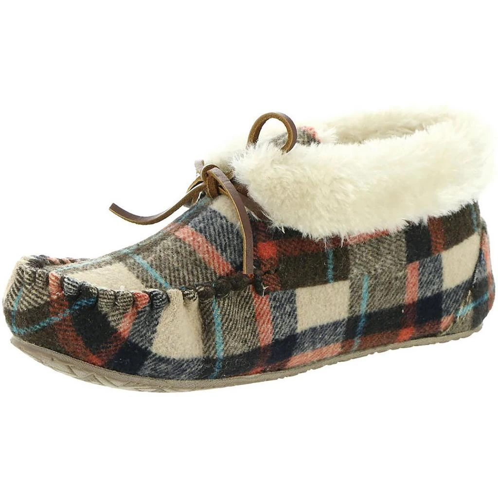 Minnetonka Cabin Bootie Womens Plaid Faux Fur Lined Moccasins 3