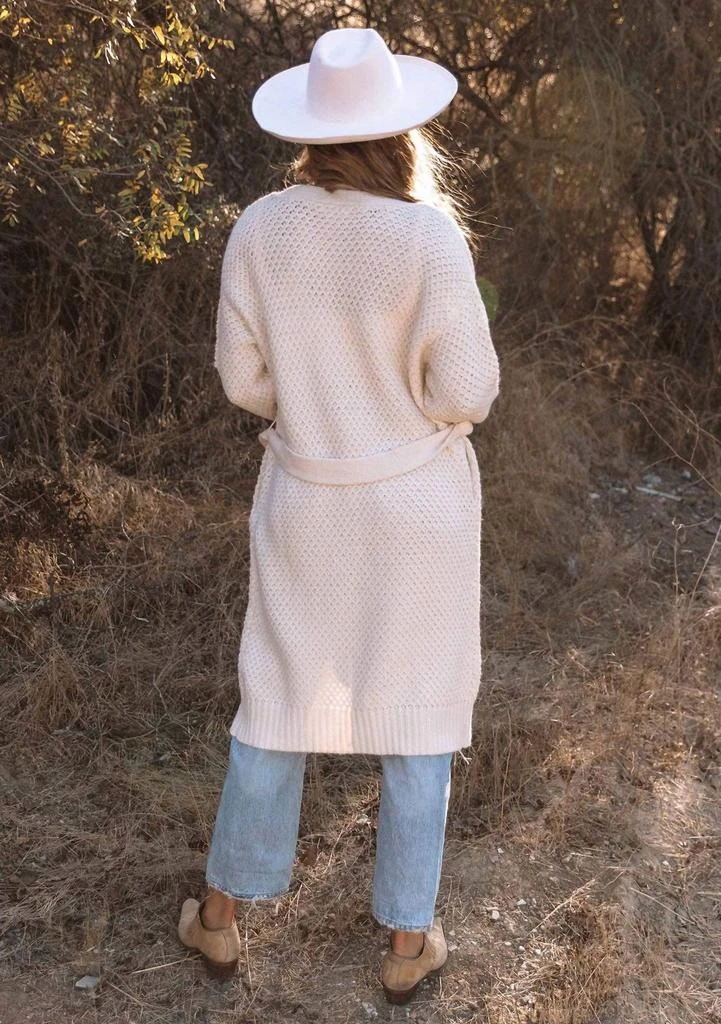 LOVESTITCH Front Tie Long Sleeve Cardigan In Natural 5
