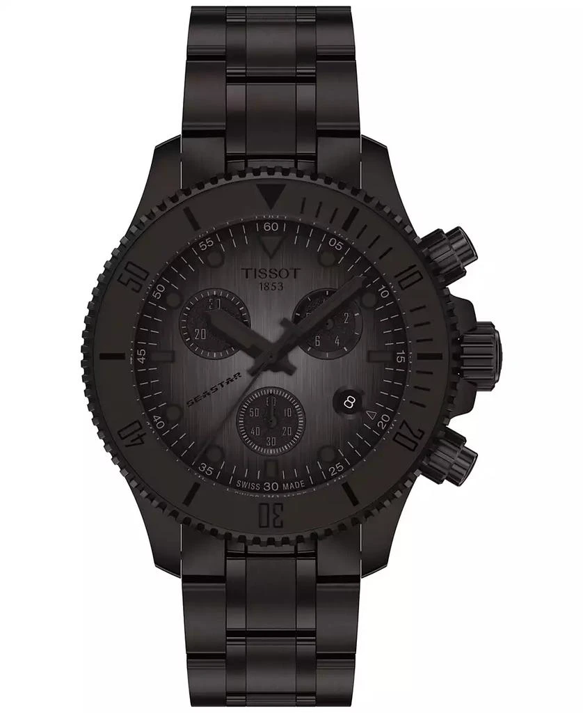 Tissot Men's Swiss Chronograph Seastar 1000 Black-Tone Stainless Steel Bracelet Watch 38mm 1